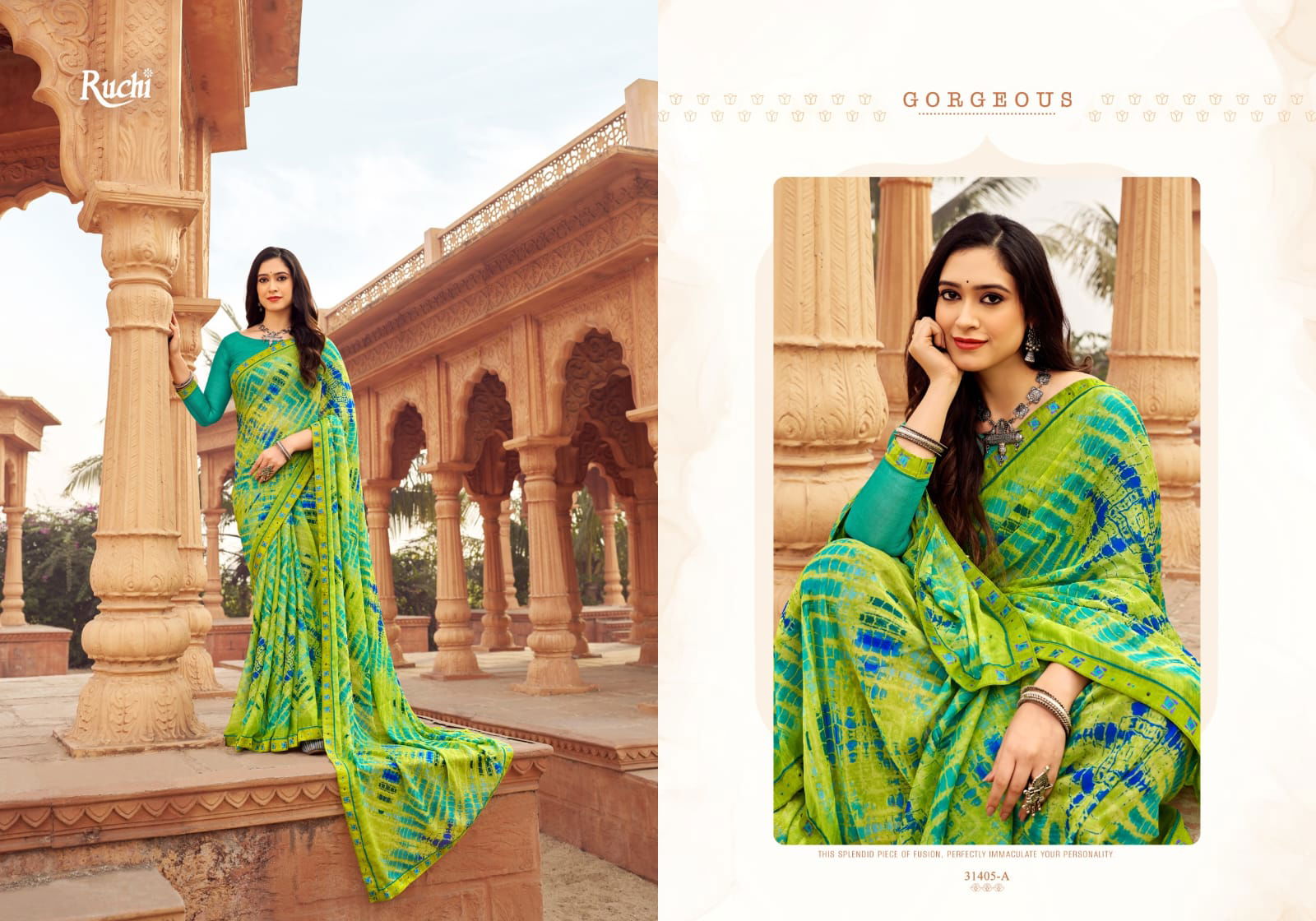 Vanilla Vol 6 By Ruchi Swarovski Border Printed Chiffon Sarees Wholesale Shop In Surat
